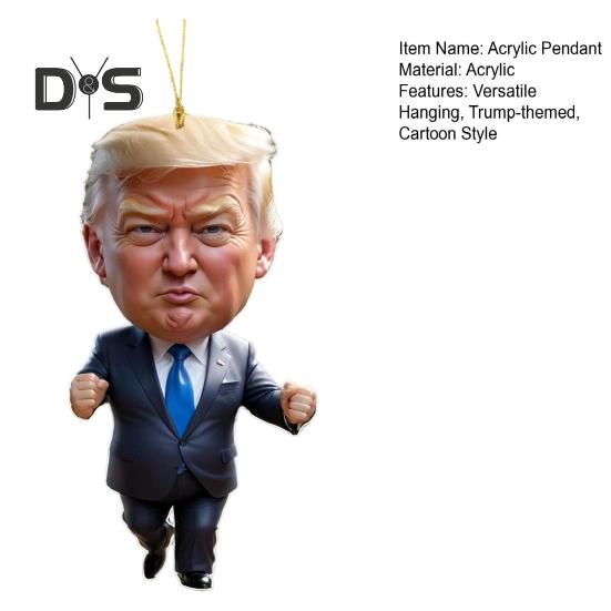 Мультяшный Трамп Подвеска 2D Плоский Акриловый Подвесной Орнамент Забавный Трамп Украшение для Рождественской Елки Автомобильный Брелок