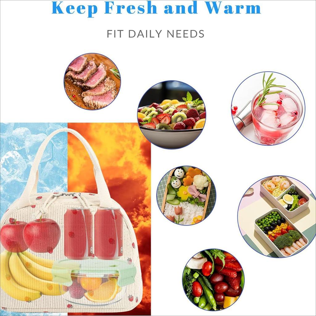 Вельветовая сумка для ланча, термоизоляционная сумка для хранения ланч-боксов, многофункциональная детская школьная сумка-холодильник для еды на пикнике