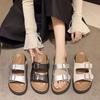 Summer Thick-bottomed Cool Slippers Women Wear New Retro Casual Belt Buckle Open-toe Slippers