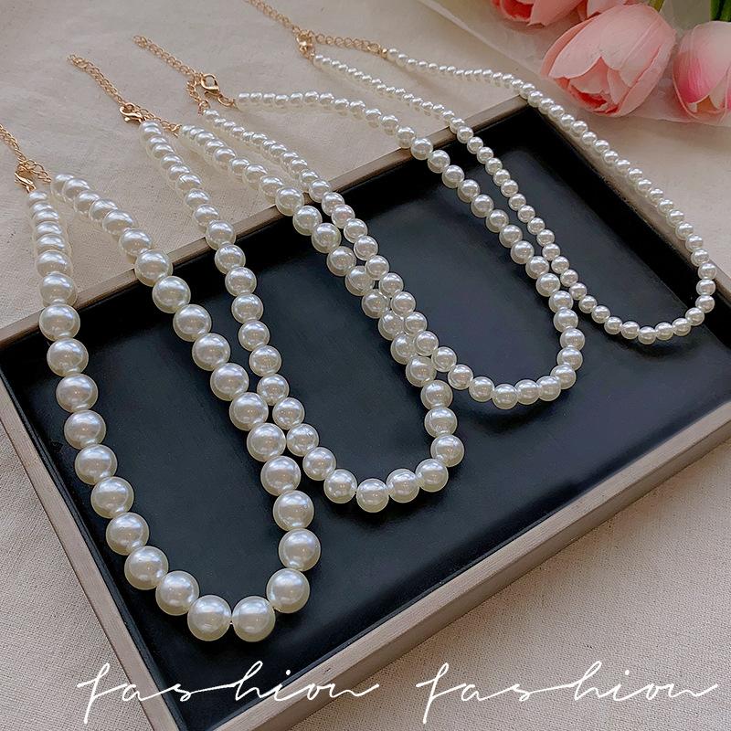 French Lazy Pearl Necklace Women'S Premium Temperament Clavicle Chain Year Sweater Necklace