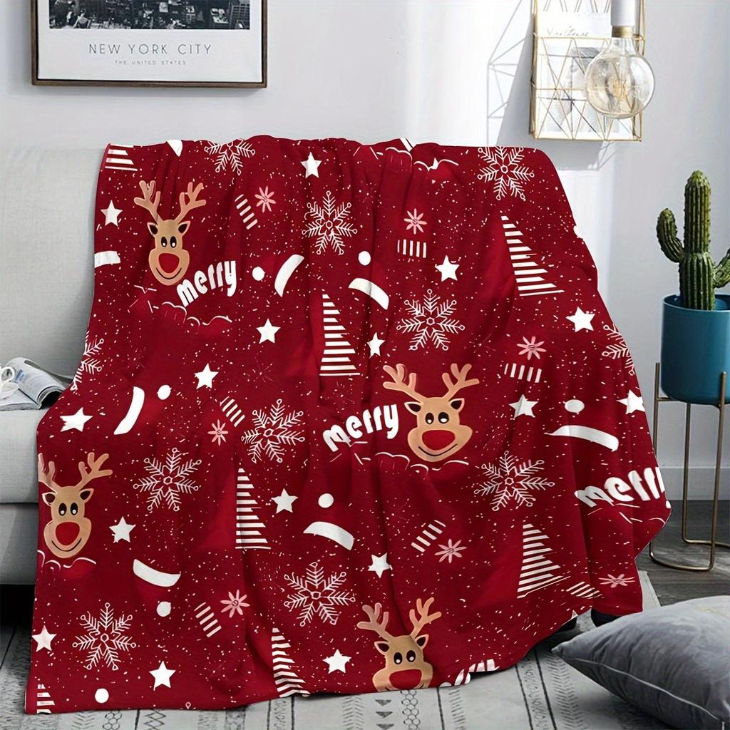 Уютный Рождественский Плед с Цифровой Печатью Мягкий Праздничный Плед для Дивана и Кемпинга Дружелюбный Фланель Машинная Стирка Уютный Плед