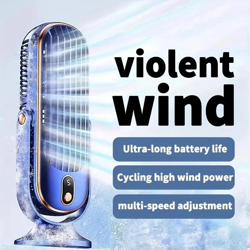 New Upgraded Dual Motor Portable Desk Fan Large Capacity Rechargeable Battery Fashion USB Cooling Fan Quiet Personal Fan for Off