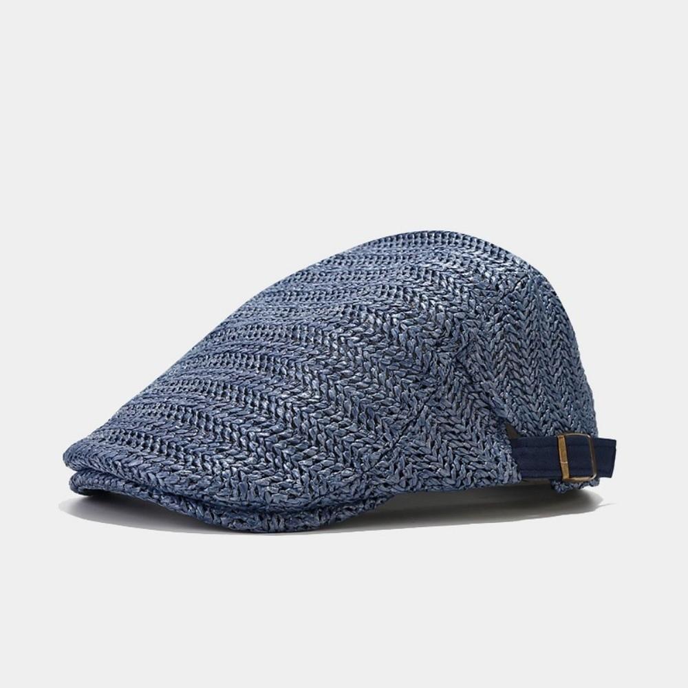 Flat Straw Beret Vacation Painter Beret Breathable Straw Newsboy Cap Unisex