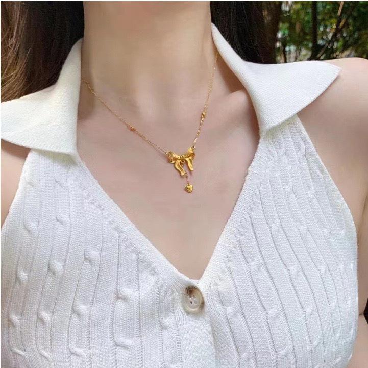 Колье на ключицу с бантом, сердечком и кисточкой «Сбежавшая принцесса» - Женская роскошная мода.