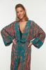 Women's Fashion New Kimono&Kaftan Ethnic Patterned Belted Maxi Woven KimonoKaftan