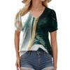 Женская модная футболка с коротким рукавом и V-образным вырезом, с принтом в стиле пэчворк, с цветными блоками, свободная повседневная футболка