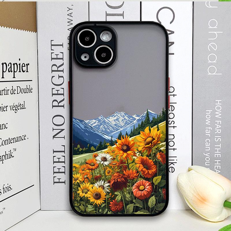 Чехол для телефона "Горная лесная деревня" для IPhone 13 12 Mini 16 15 11 14 Pro Max 7 8 Plus SE X XS Ударопрочный чехол Пейзаж с подсолнухами