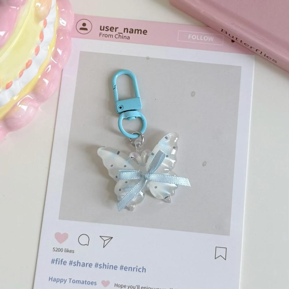 Hangings Butterfly Keychain Super Fairy Jelly Key Chain New Earphone Case Pendant Girls