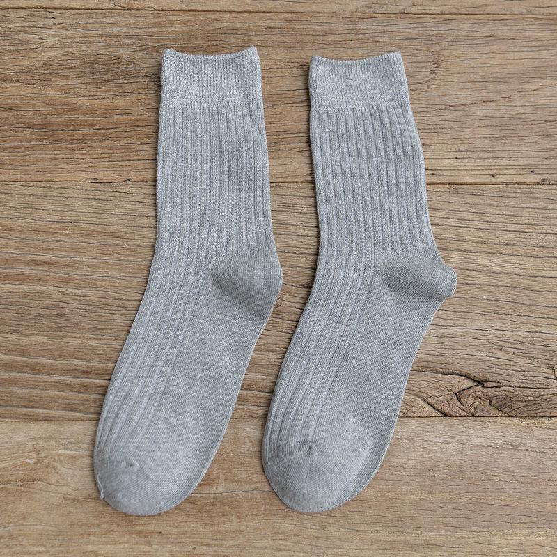 Women's Retro Forest Style Cotton Mid-Tube Socks - Versatile Solid Color for Autumn & Winter, Japanese-Style Long Pile Socks