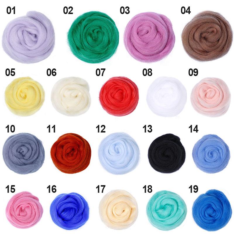 38 Colors Felt Craft Felting Wool Fiber Felt Fabric Felting Pack DIY Handmade Toys 5g/10g/20g/50g
