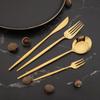 24Pcs Dinnenrware Set Stainless Steel Mirror Gold Dinner Cutlery Set Knife Fork Spoon Tableware Kitchen Home Flatware