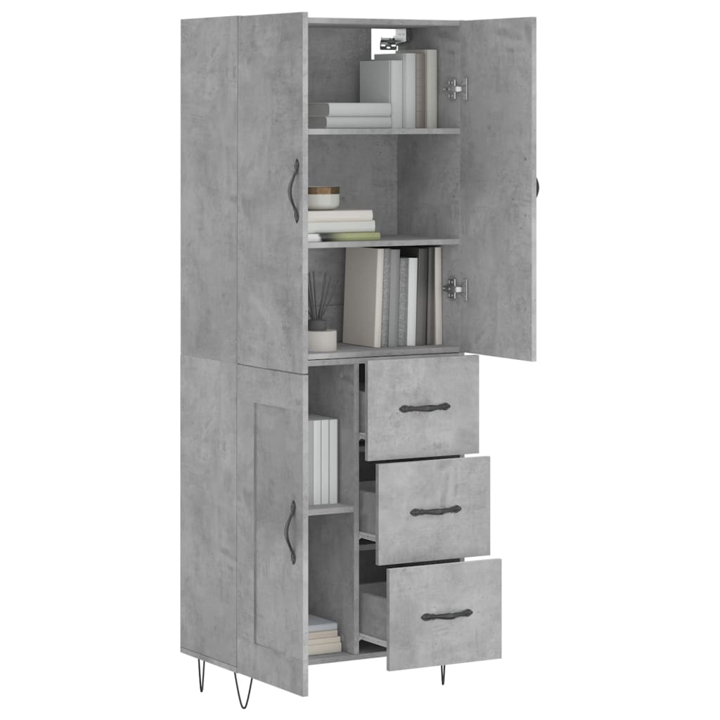 Highboard Concrete Grey 69.5 x 34 x 180 cm Engineered Wood
