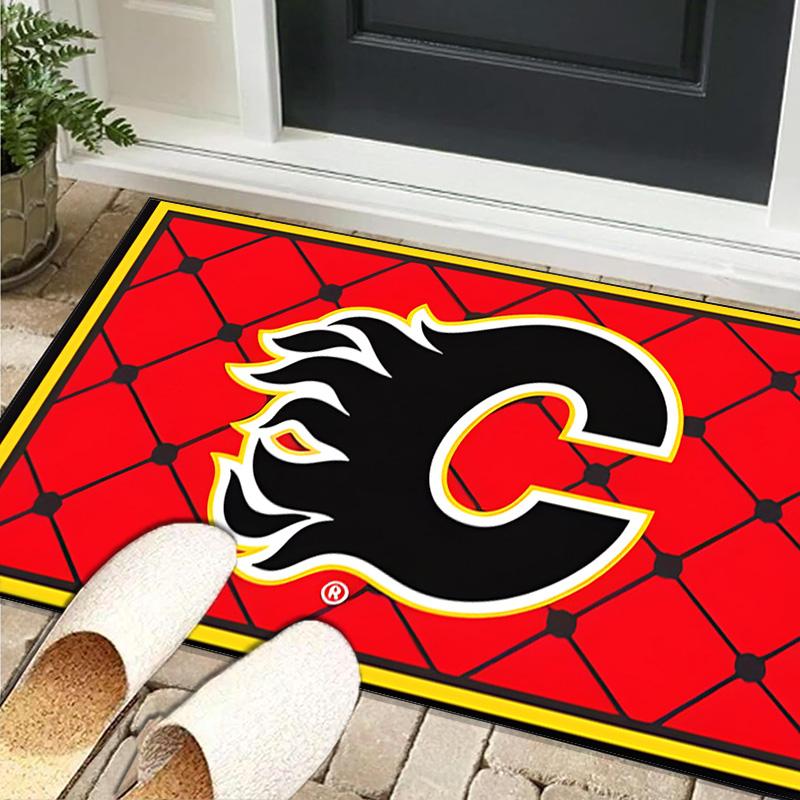 Calgary Flames Area Rug Suitable for Indoor And Outdoor,Carpets for Playroom, Homes, Offices, Living Rooms,Home Decor,Christmas Fan Gift