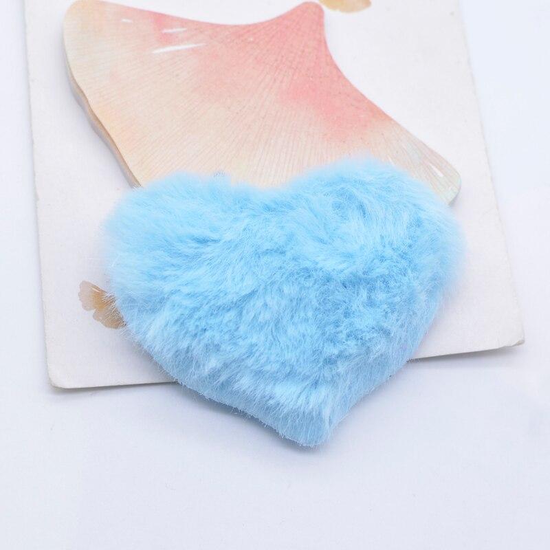 12Pcs 60*50mm Padded Plush Furry Heart Applique DIY Crafts Patches Flatback Scrapbooking Ornament Accessorie