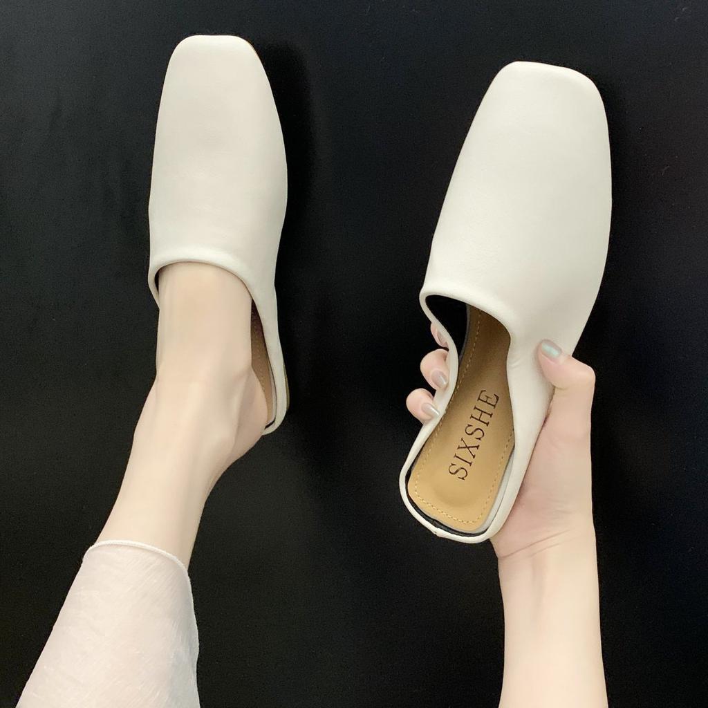 Тапочки Baotou half 2025 женские новая верхняя одежда мода интернет знаменитости крутые тапочки корейская версия ленивые балетки