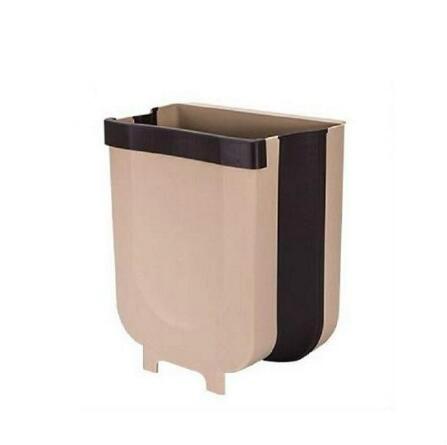 9L Folding Waste Bin Kitchen Cabinet Door Hanging Trash Can Wall Mounted Trashcan for Bathroom Toilet Garbage  Storage WJ40911
