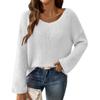 Женский пуловер-свитер, свободный топ с одной линией шеи, свитер с расклешенными рукавами и открытыми плечами