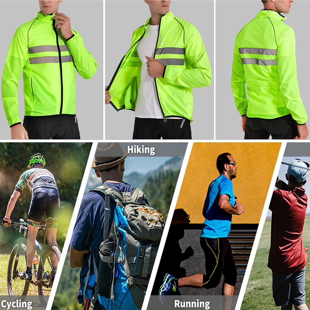 Wosawe Ветрозащитная велосипедная куртка Светоотражающая ветровка для горного велосипеда Hi Viz, ветровка из джерси для велоспорта