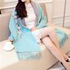 Spring and Autumn Cardigan Embroidery Sweater Knitwear Women Cardigan Loose Shawl Medium Long National Poncho Female