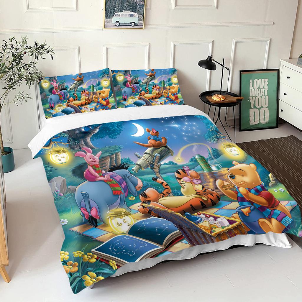 Comforter Winnie The Pooh Bear Bedding Set Queen With 3D Children'S Bedding Set Universal Suitable For Children