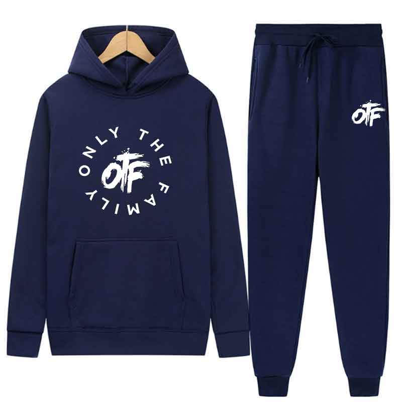 Весна Осень Мужской Только Семья Принт Повседневные 2 предмета Комплекты Индивидуальность Толстовки Уличная Мода Спортивный Костюм Худи Топы Облегающие брюки