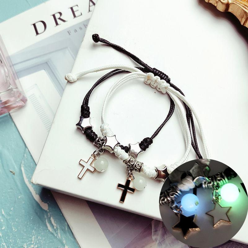 Glow in the Dark Star Butterfly Couples Bracelet For Lover Star Heart Pendant Adjustable Bracelet Friendship Love Jewelry Gift