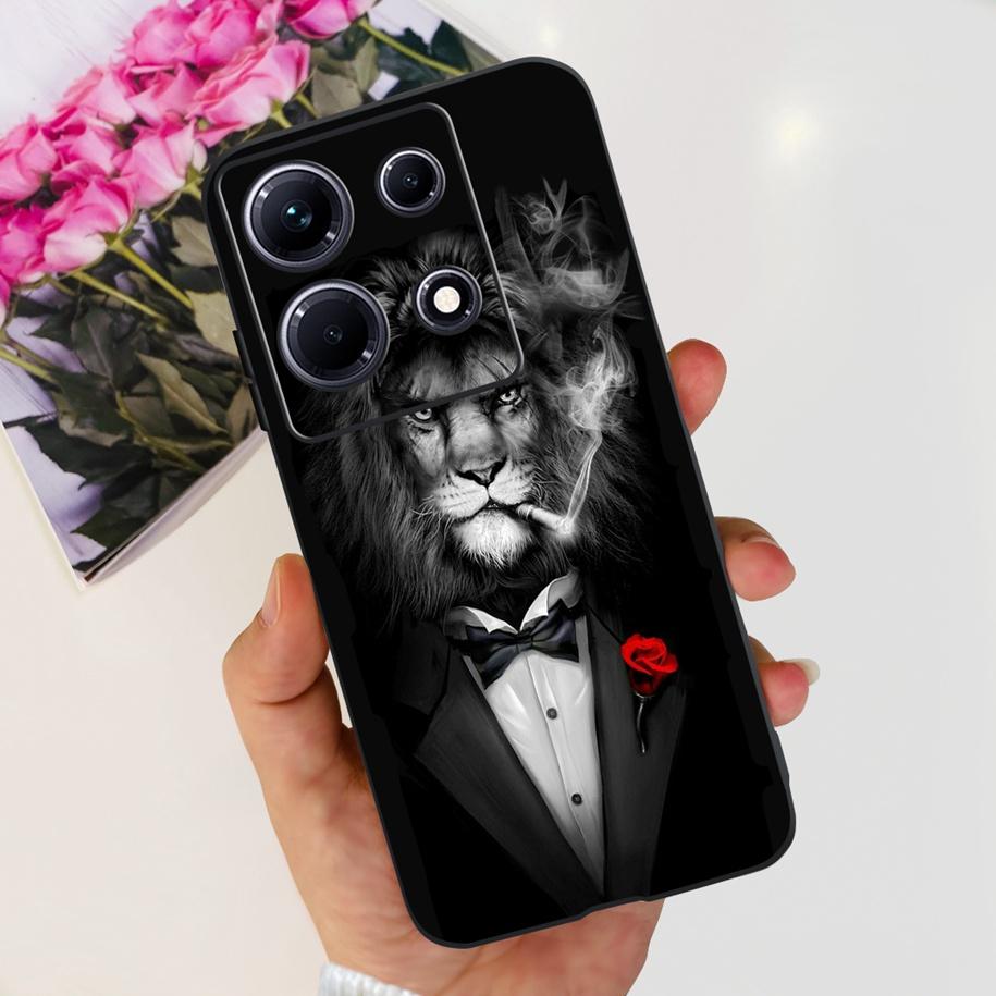 For Infinix Note 30i Case Stylish Flower Black TPU Shockproof Bumper For Infinix Note 30 Pro X678B Phone Cover Note 30 5G Fundas