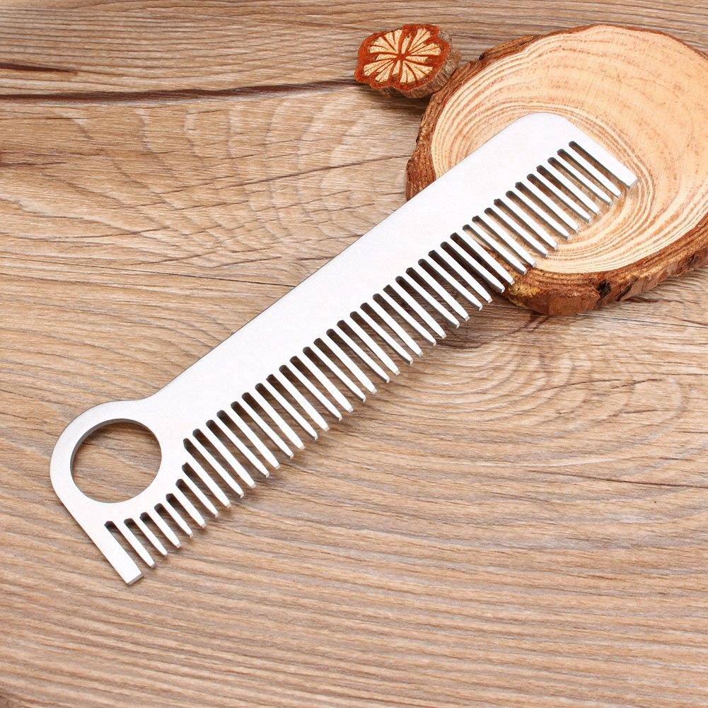 Карманный инструмент Нержавеющая сталь Матовый Минималистский Гравированный Металлический Гребень Для Усов и Волос