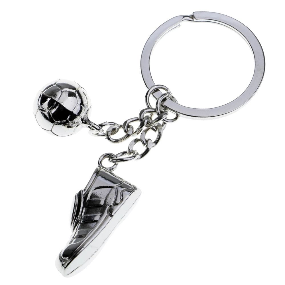 Steel Football Ball Sport Hanging Keychain Football Key Chain Metal Chain Soccer Shoes Key Rings