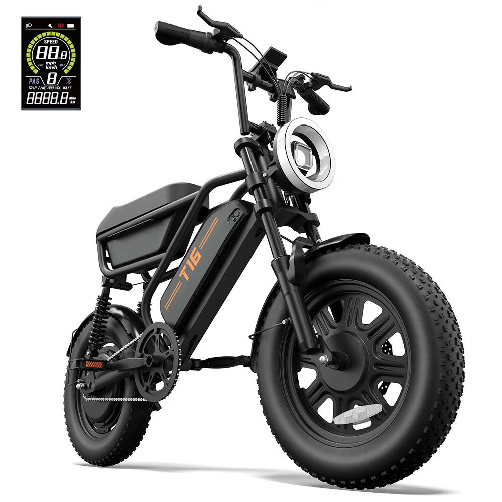 Электровелосипед Urlife T16 500 Вт Мотор 16" Широкие Шины Полностью Амортизированный Взрослый Электровелосипед 48В 13Ач Двойные Дисковые Тормоза 7 Скоростей Макс. Нагрузка 120 кг
