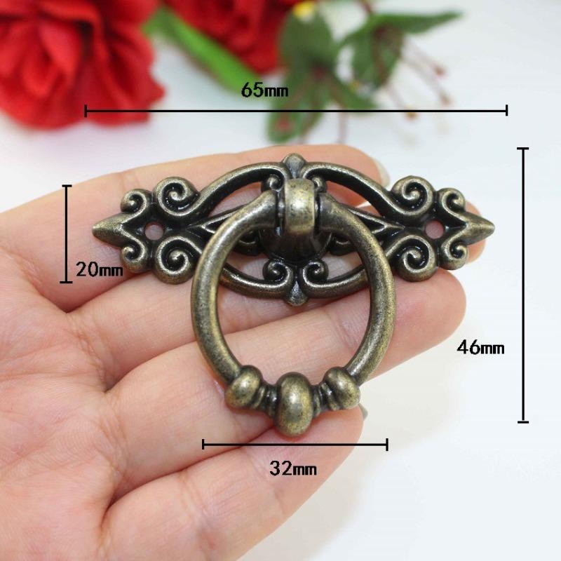 Cabinet Retro Handle Door Antique Alloy Handle Drawer Pull Ring Wood Case Handle Hanging Ring For Home Furniture DIY Decoraction