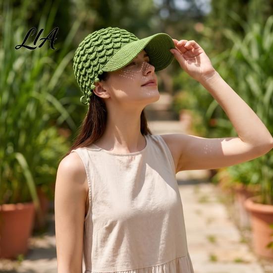 Fashionable Accessory for Holiday Gifts Boho Crochet Baseball Cap, Knitted Hollow-Out Sun Hat, Breathable Knit Decorative Tassel Hat
