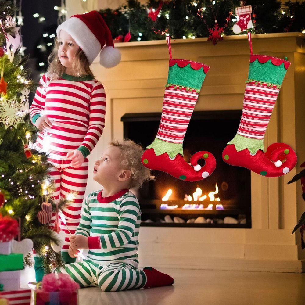 Decorative Elf Style Candy Bag Hanging Elf Christmas Stockings New Year