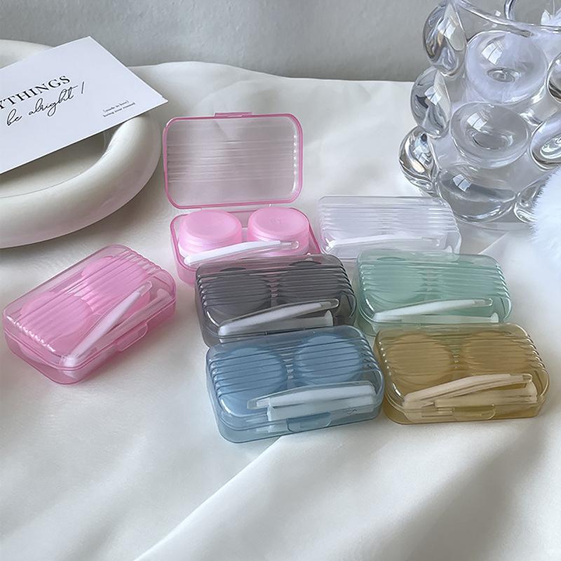 Коробка для контактных линз Предотвращает утечку Прозрачная крышка для линз Контейнер Держатель для контактных линз Сопутствующая коробка Коробка для ухода Портативная дорожная