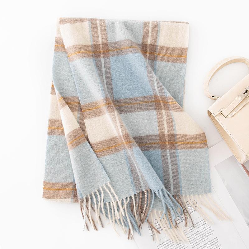 Wool Scarf Unisex Versatile and Soft Autumn and Winter Plaid Shawl Thickened Warm and Long Scarf