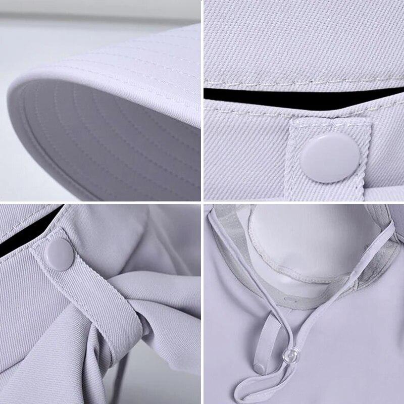 Летняя уличная панама для женщин, пляжная шляпа от солнца с защитой от ультрафиолета, однотонная рыбацкая кепка с широкими полями и шейным клапаном