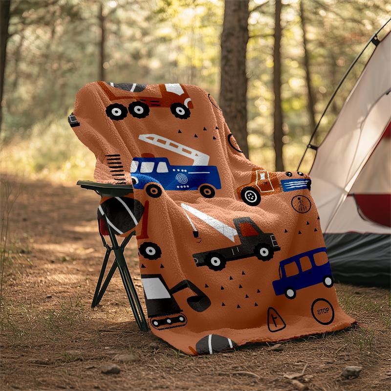 excavator Theme Printed Blanket - Perfect for Couch, Bed, Travel & Outdoor Use | Machine Washable, Cozy & Durable.