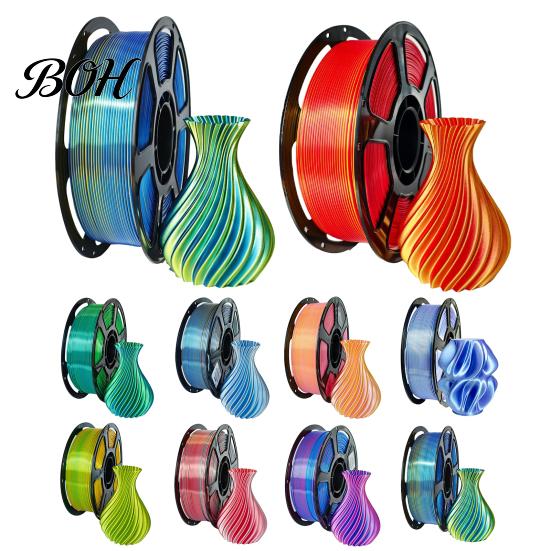 Satin Finish Multicolor Filament Silk PLA 3D Printer 1.75mm, 1kg Spool High Toughness FDM Accessories Filament, for Models Printing Strong