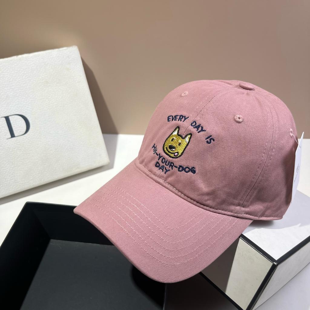 Autumn new cute embroidered puppy bone cap plain face small versatile casual baseball cap women