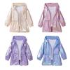 2-9 Years Kids Girls Glossy Hooded Coat Waterproof Zipper Jacket