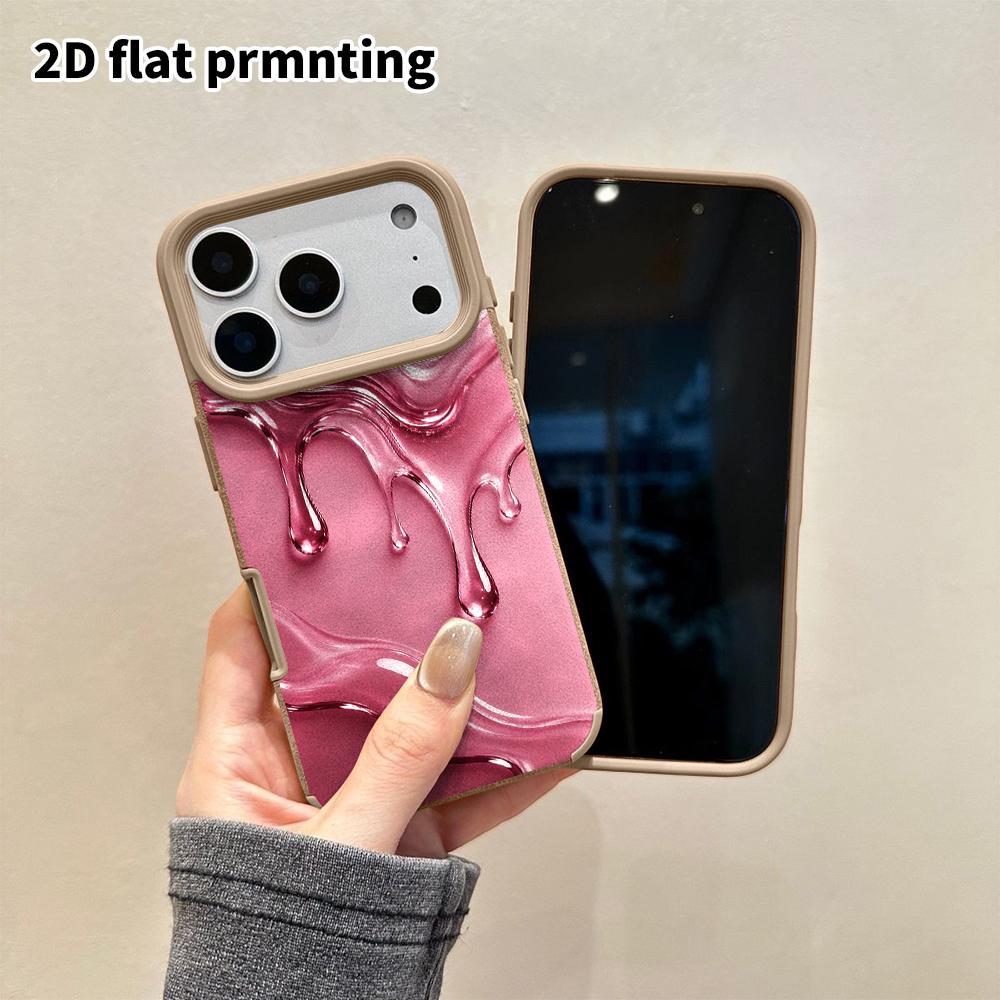 Phone Case: 2D flat lambskin suitable for iPhone 18, 17, 16, 15, 14, 13Pro protective cases, glass water drop, Christmas and Halloween gifts