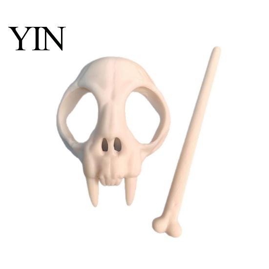 Skull Hairpin Hair Stick, 3D Printed Gothic Clip with Bone Halloween Accessory for Women Bun, Updo Styling Durable