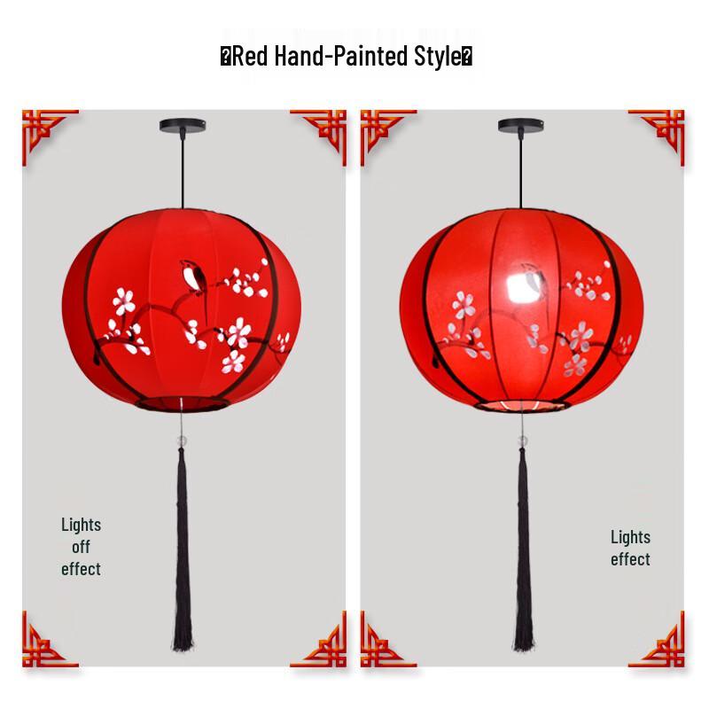 Lilang Classical Hand-painted Fabric Lantern Pendant Light