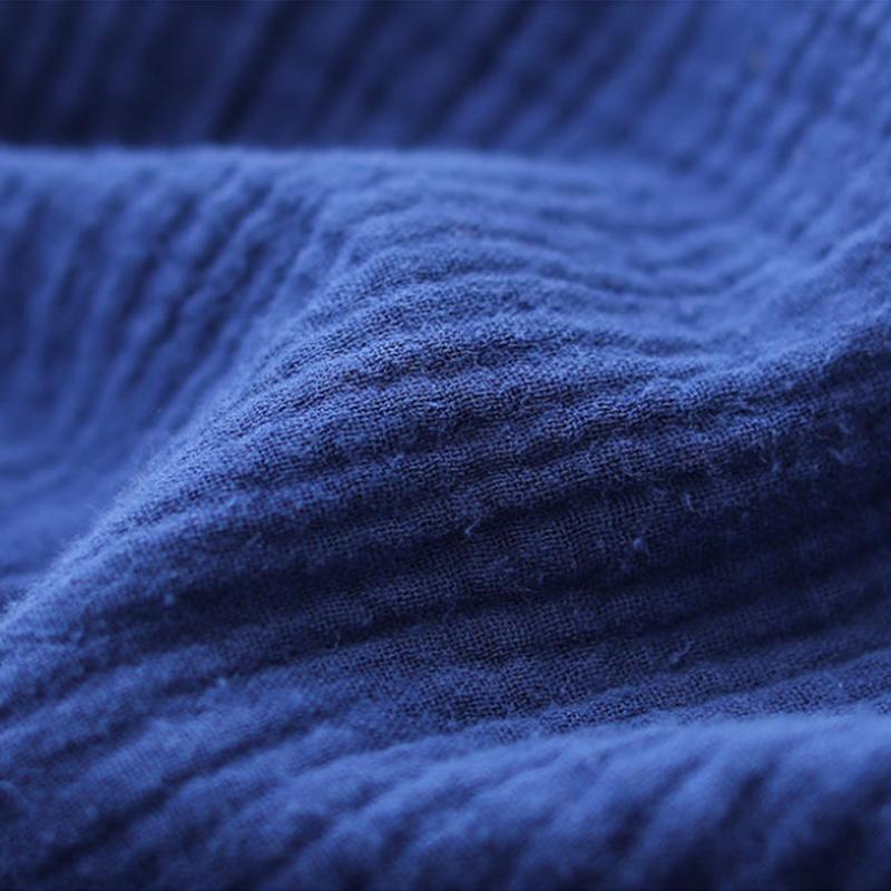 Ethnic Style Pure Cotton Retro Solid Color V-neck Bottoming Shirt Women's Loose Threaded Stitching Pocket Top