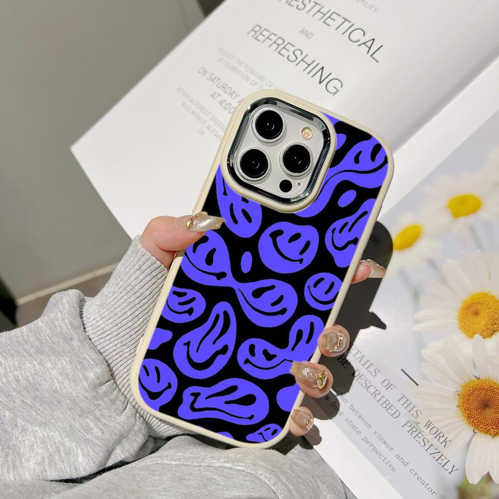 Чехлы для телефонов Ae88 Lovely Smiley Art для Samsung A13 A32 A53 A04e A54 S23 S24 Ultra Infinix Hot 40i Huawei P30 Pro, металлическая защитная задняя крышка для камеры