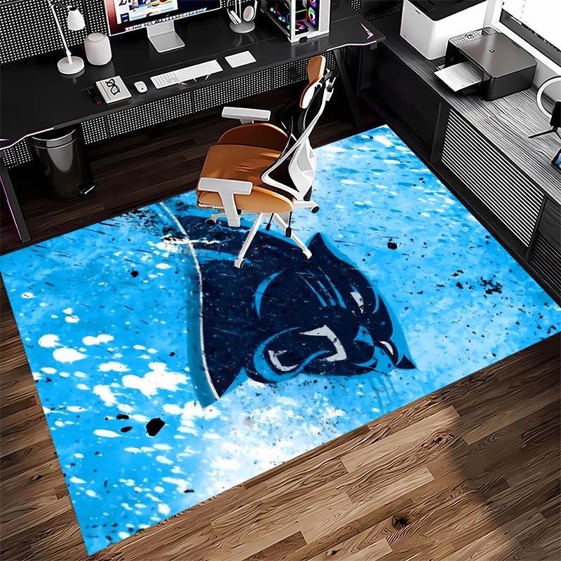 1pc Carolina Panthers Print Area Rug - Soft,Washable Non-Slip Indoor Mat for Office Chairs,Living Room,Home Office Decorative Rug