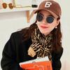 Autumn and Winter Fashion Leopard Print Scarf Women, Deer Plush Warm Shawl Short Knitted Cold-proof Scarf