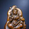 Chinese Boxwood Wood Carved Exquisite Double Sided Kwan-yin Statue Gift Art