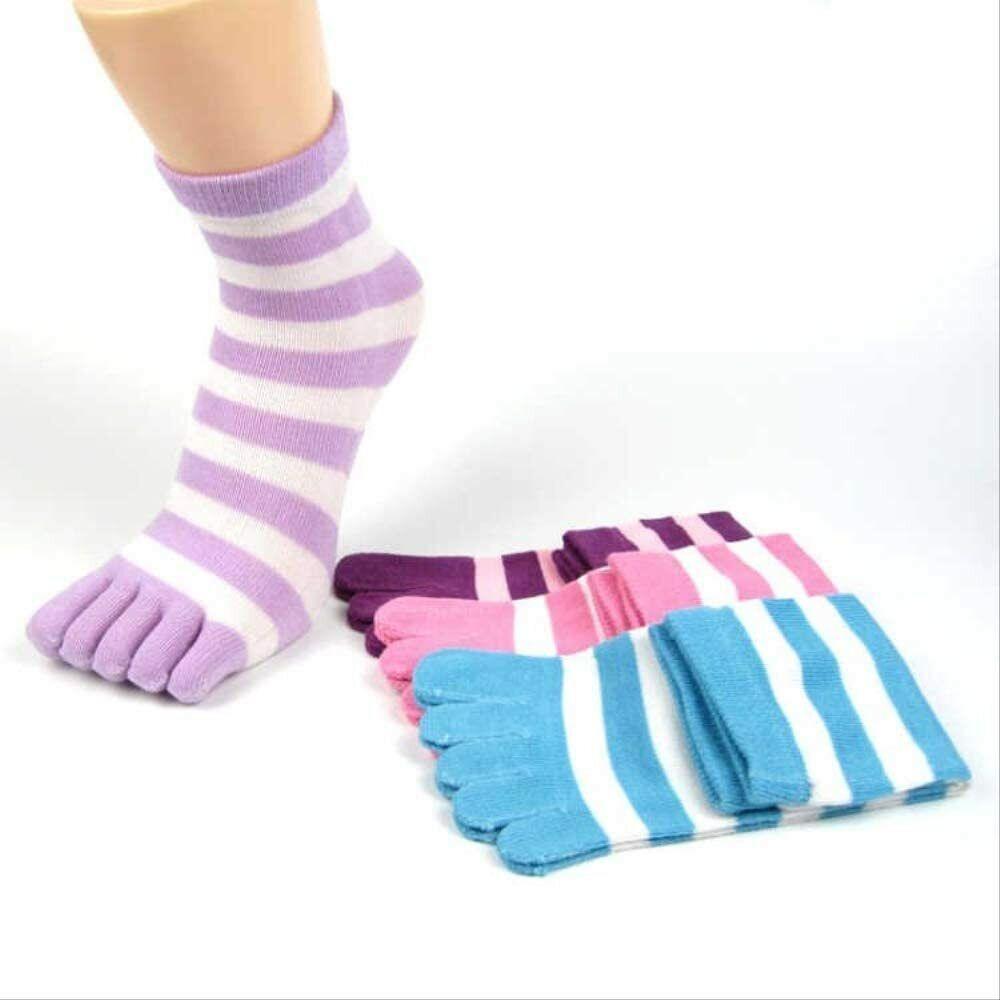 Cozy Colorful Hosiery Girls Floor Slippers Female Toe Separated Full Toe Socks Cotton Sock Stripe