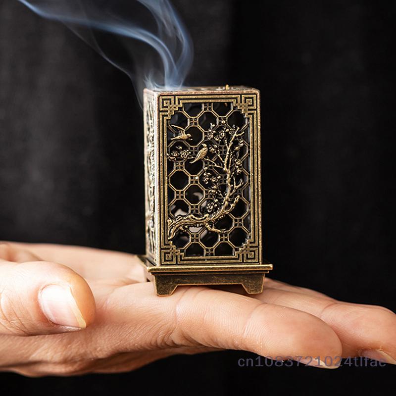 1 шт. Сплавная курильница, держатель для благовоний, квадратная вертикальная курильница для благовоний, комнатная ароматерапия, домашнее украшение, китайские курильницы для благовоний